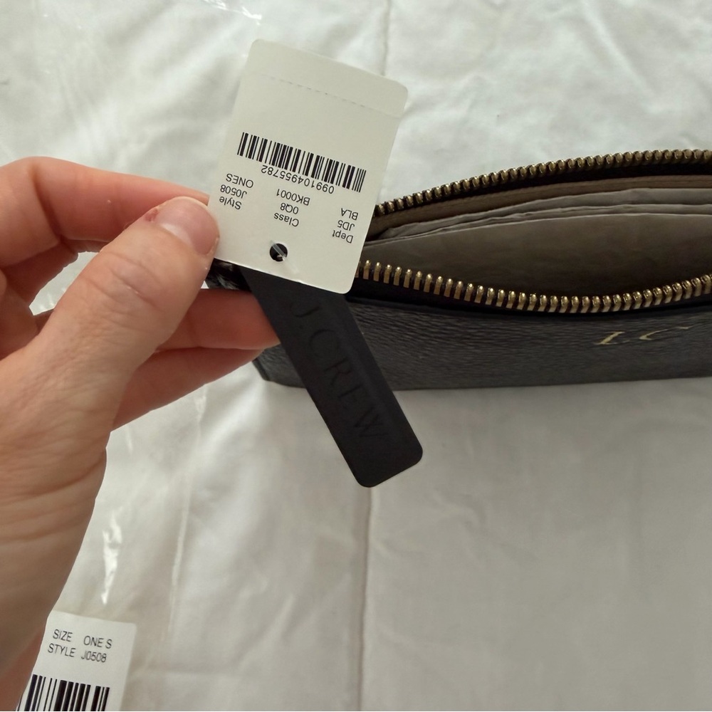 J. Crew Initial LC Black Pouch with Gold Zipper - Picture 3 of 6